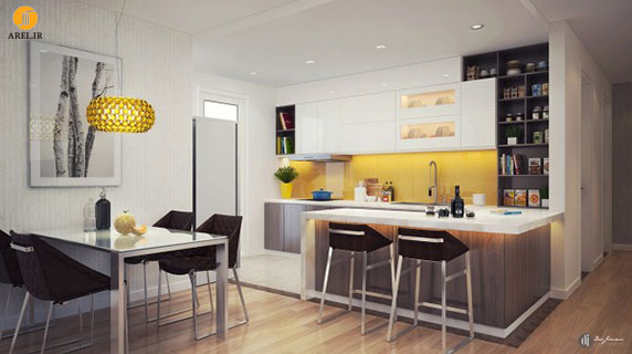چند نمونه دکوراسیون داخلی آپارتمان مدرن با رنگ زرد