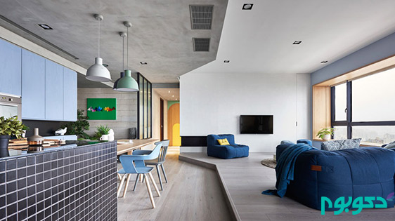 طراحی داخلی آپارتمان با رنگ های خنک زمستانی