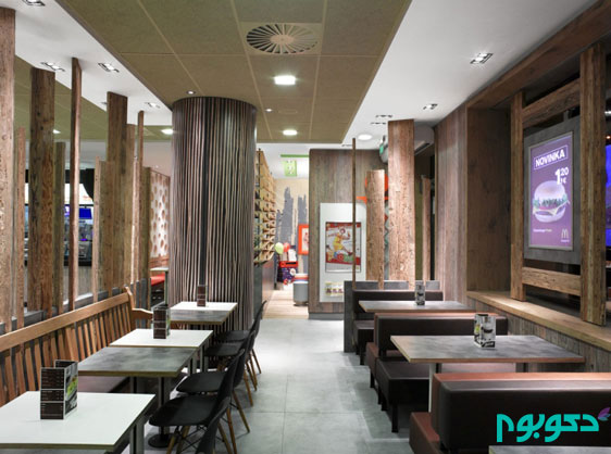 طراحی داخلی شعبه رستوران مک دونالد