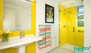 Modern-bathroom-design-with-yellow-tiles
