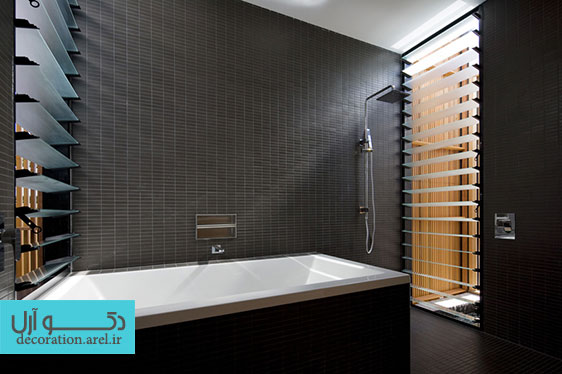 دکوراسیون داخلی حمام با ترکیب رنگ های سیاه و سفید : 9 نمونه