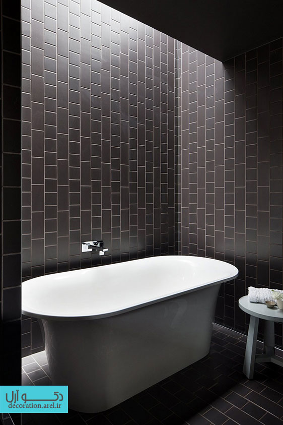 دکوراسیون داخلی حمام با ترکیب رنگ های سیاه و سفید : 9 نمونه