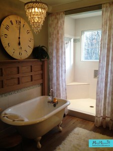interior-bathroom-vintage-guest-bathroom-ideas-with-white-acrylic-clawfoot-bathtub-on-unstained-wooden-floor-also-white-bath-rug-plus-flower-pattern-shower-curtain-with-bath-ideas-also-vanity-cabinet