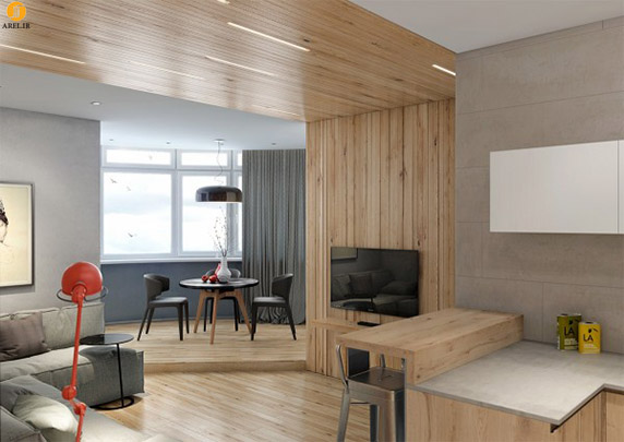 دکوراسیون داخلی دو آپارتمان با استفاده از پانل های چوبی