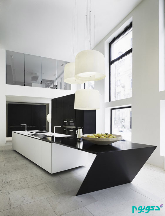 angled-black-and-white-kitchen-island