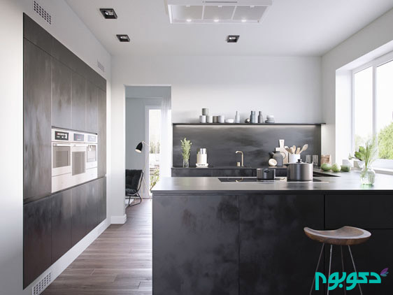textured-black-kitchen-cabinetry