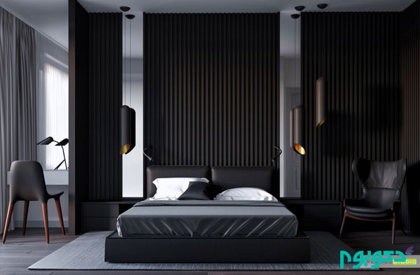 bedroom-accent-wall-dark-grey-vertical-slats-hanging-light-fixtures.jpg