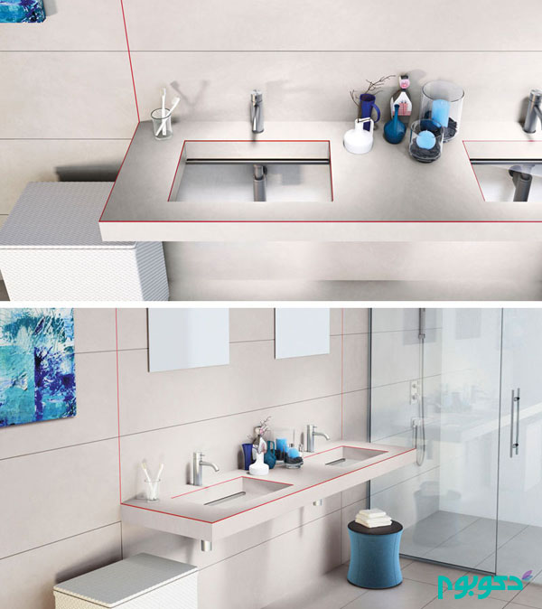 طراحی سینک دستشویی با کف شیشه ای شفاف