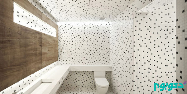 تایل های سرامیکی کوچک در طراحی داخلی حمام