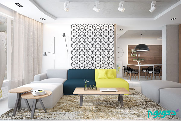 دکوراسیون داخلی آپارتمانی با رنگ های جسورانه
