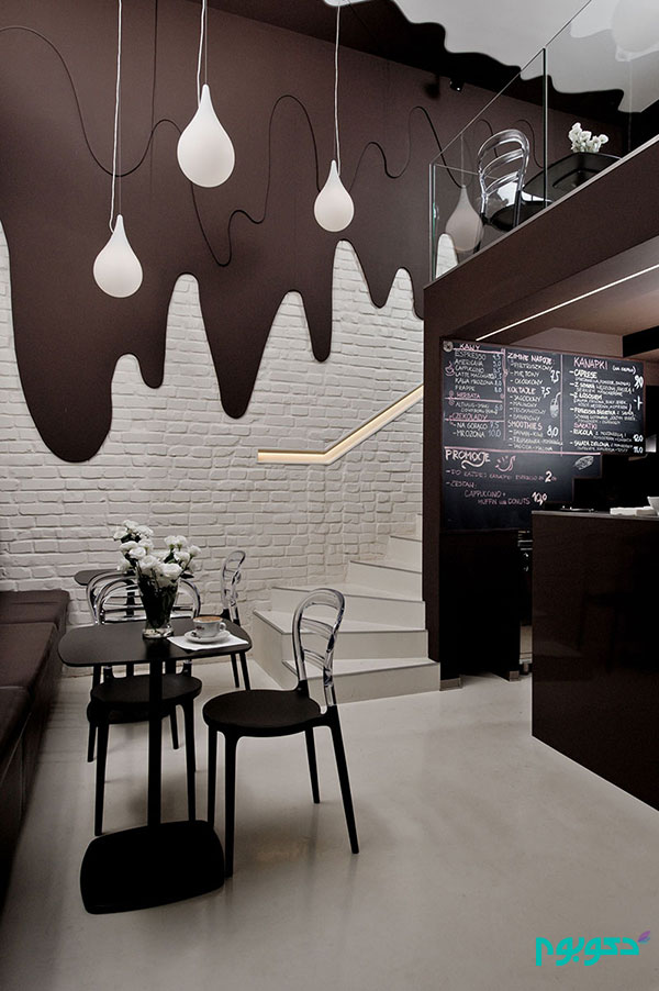 طراحی جالب کافه ای در تلفیق با فروشگاه شکلات