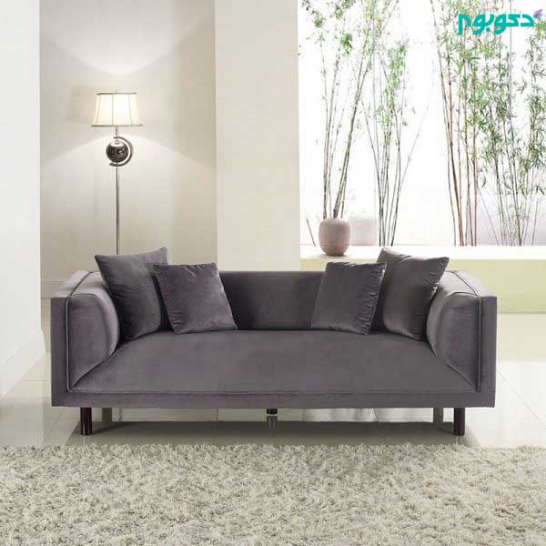  Modern 3 Seat Grey Velvet Sofa