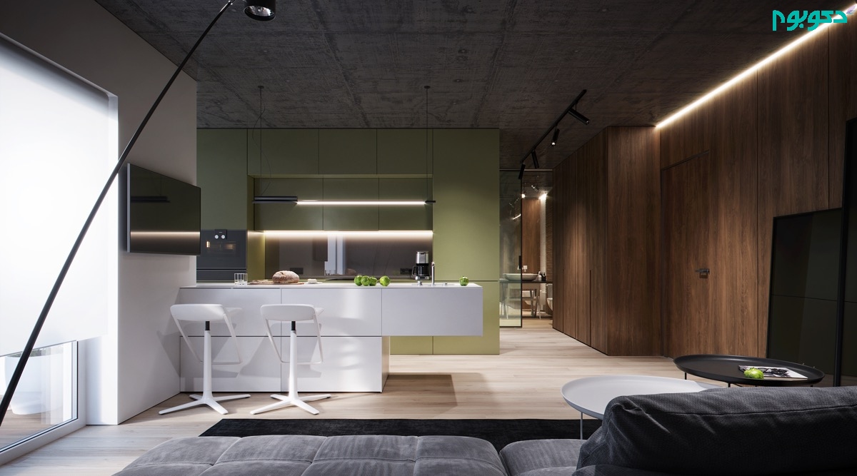 طراحی داخلی آشپزخانه سبز