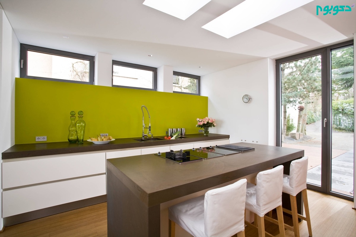 دکوراسیون داخلی آشپزخانه سبز و قهوه ای