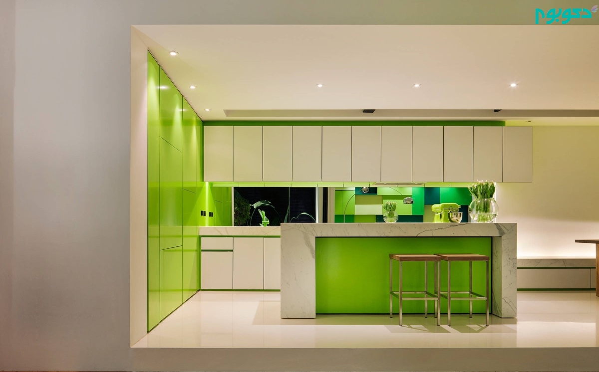 دکوراسیون داخلی آشپزخانه سبز روشن