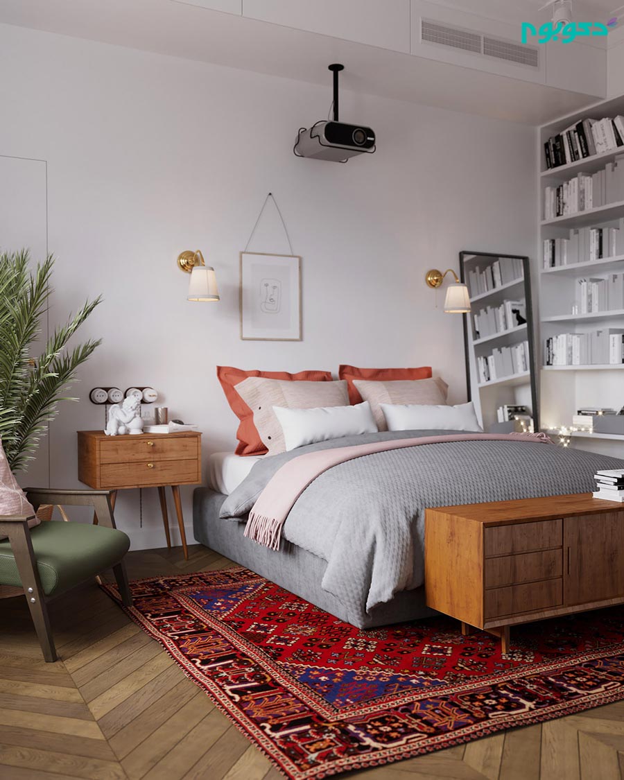 طراحی داخلی اتاق خواب سبک اسکاندیناوی با رنگ های طبیعت گرا