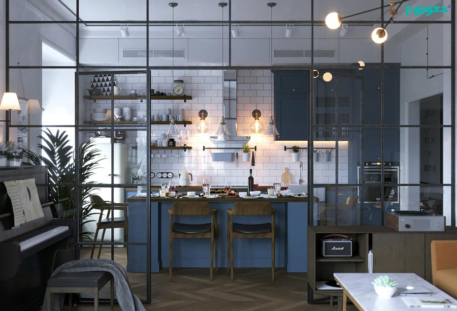 طراحی داخلی آشپزخانه به سبک اسکاندیناوی با رنگ های طبیعت گرا