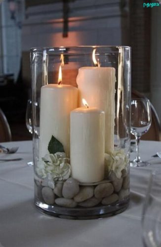 شمع آرایی در گلدان 