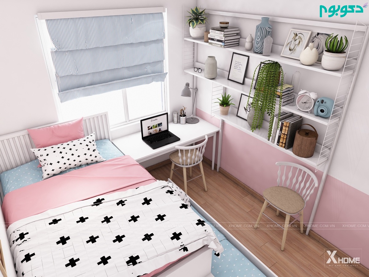 Pink-and-blue-bedroom