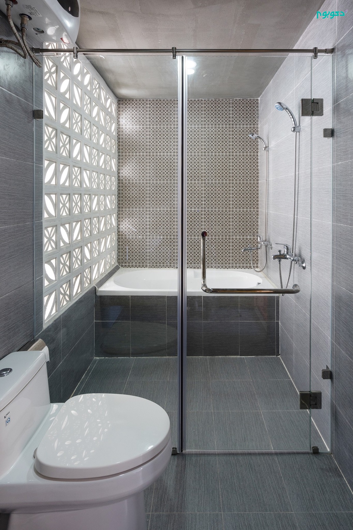 دکوراسیون حمام و سرویس خانه ی دوبلکس گرمسیری با حیاط داخلی