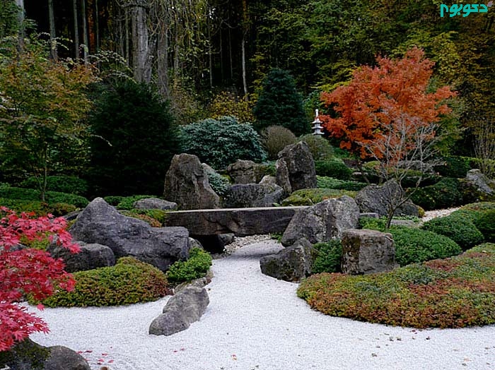 طراحی پل سنگی در باغ