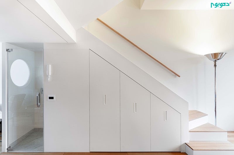 طراحی آپارتمانی کوچک با آشپزخانه و خشکشویی پنهان