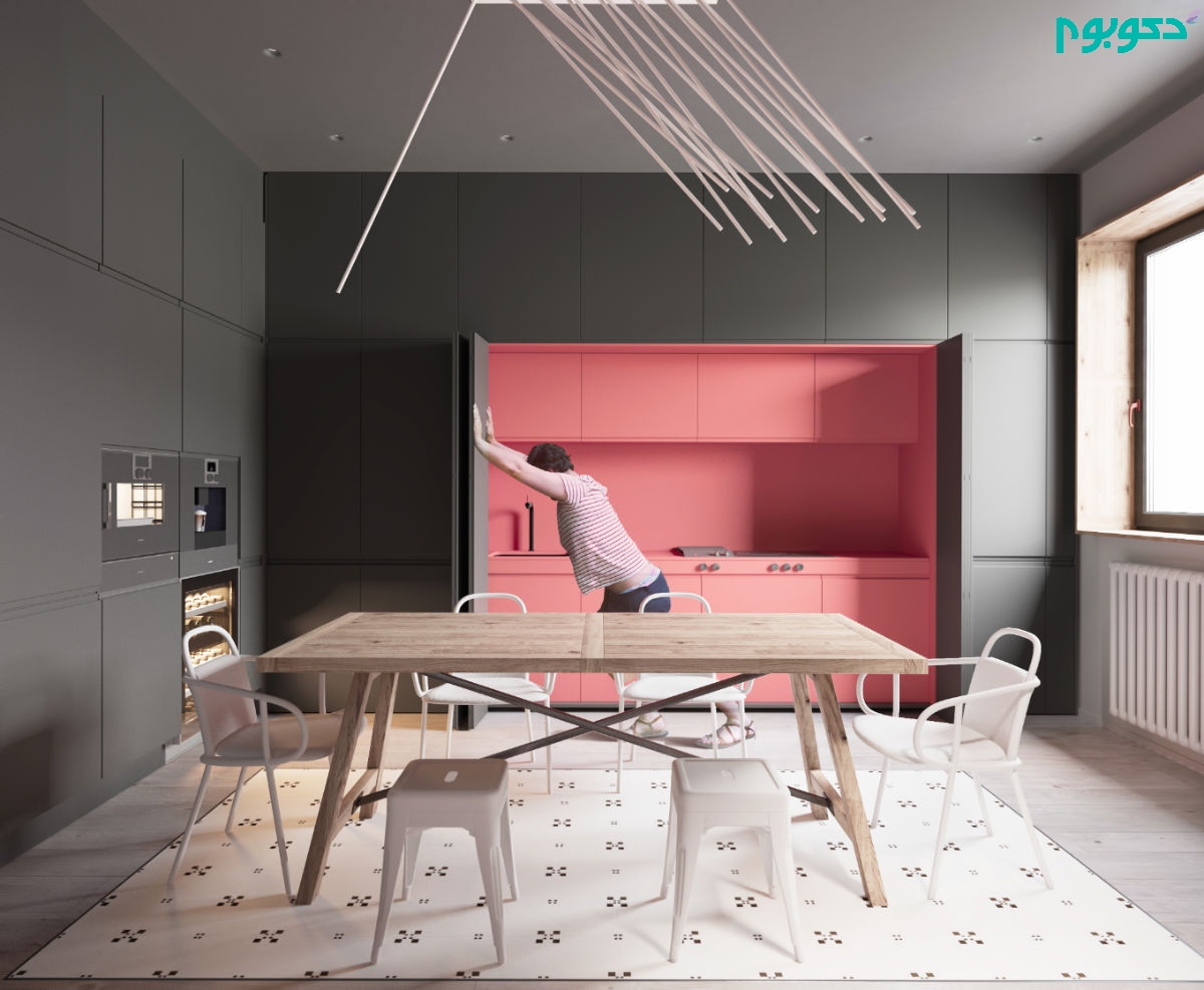 طراحی داخلی آشپزخانه مدرن صورنی