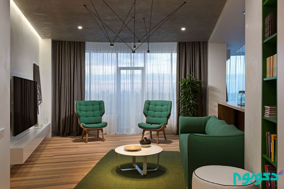 دکوراسیون داخلی آپارتمان مینیمال با سبز جنگلی
