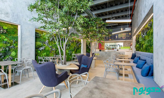 دکوراسیونی سبز و دلپذیر در طراحی داخلی این رستوران