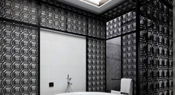 دکوراسیون داخلی حمام با ترکیب رنگ های سیاه و سفید : ۹ نمونه