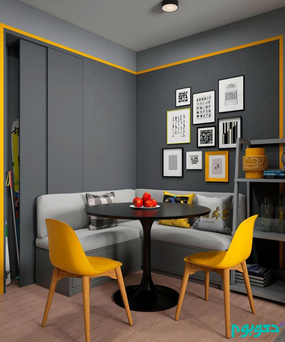 دکوراسیون داخلی منزل و تاکید رنگ زرد در محیط