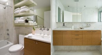 طراحی قفسه و کانتر مخصوص دکوراسیون داخلی سرویس بهداشتی های کوچک