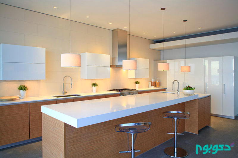 کانتر های سفید رنگ و مدرن در دکوراسیون آشپزخانه
