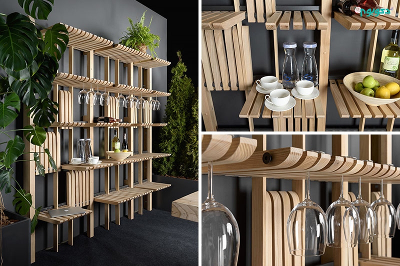قفسه چوبی مدرن و چندمنظوره ایده ای منحصر به فرد برای دکوراسیون داخلی