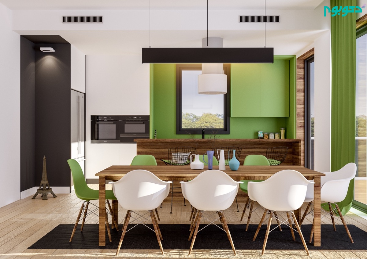 رنگ سبز در دکوراسیون ۳۳ آشپزخانه منحصر به فرد