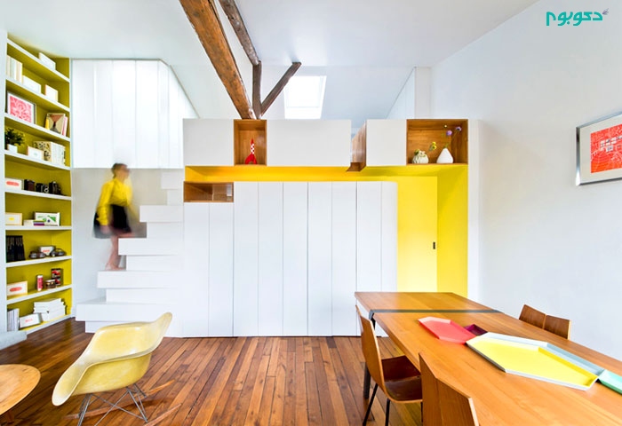 دکوراسیون داخلی آپارتمانی مدرن با رنگ های شاد