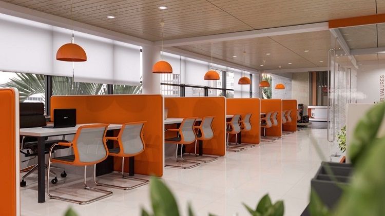دفاتر و فضاهای کاری دکوراسیون داخلی نارنجی