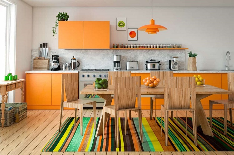دکوراسیون داخلی نارنجی آشپزخانه