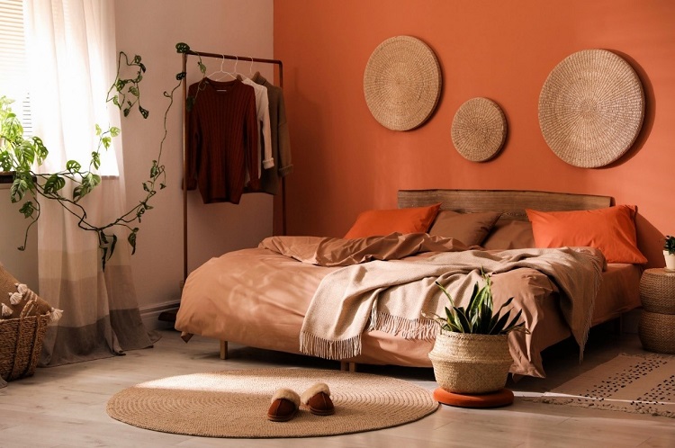 دکوراسیون داخلی نارنجی اتاق‌خواب