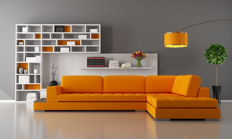 دکوراسیون داخلی نارنجی اتاق نشیمن