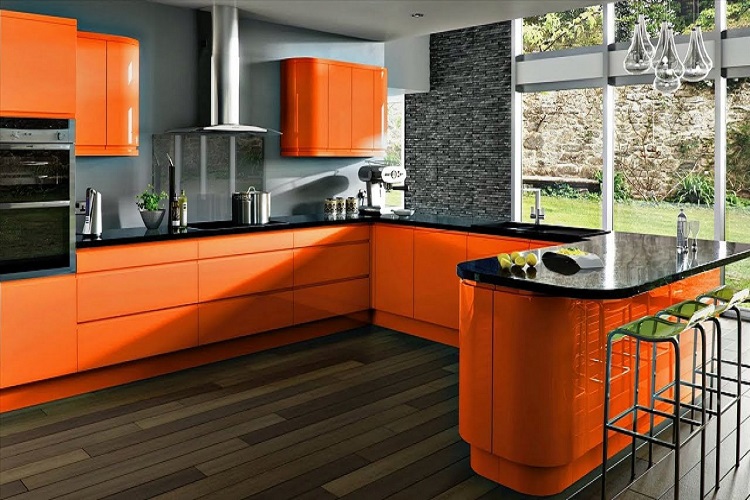 رنگ نارنجی در آشپزخانه مکمل رنگ نارنجی در معماری داخلی