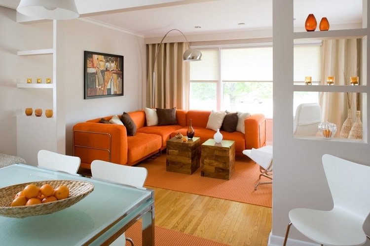 مکمل رنگ نارنجی در معماری داخلی ترکیب کرم - نارنجی