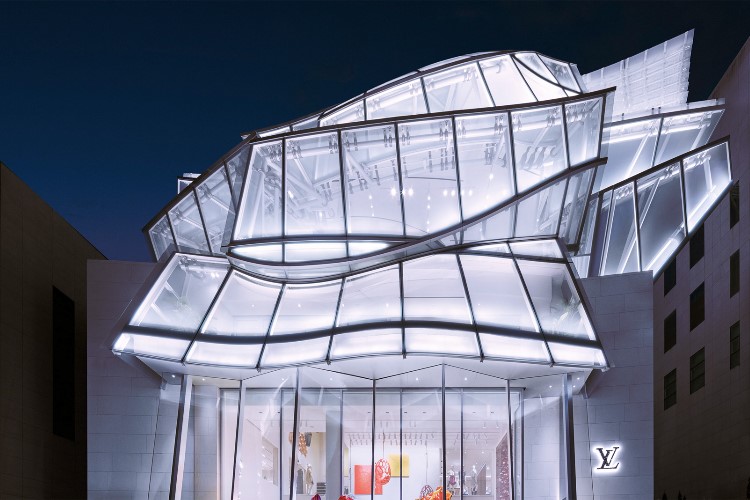 طراحی نمای بیرونی مغازه ساختمان Fondation Louis Vuitton که شعبه سئول